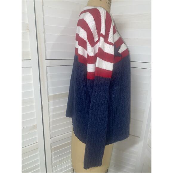 Vintage Tiara International American Flag Button Front Cardigan Sweater Women XL - Picture 4 of 10